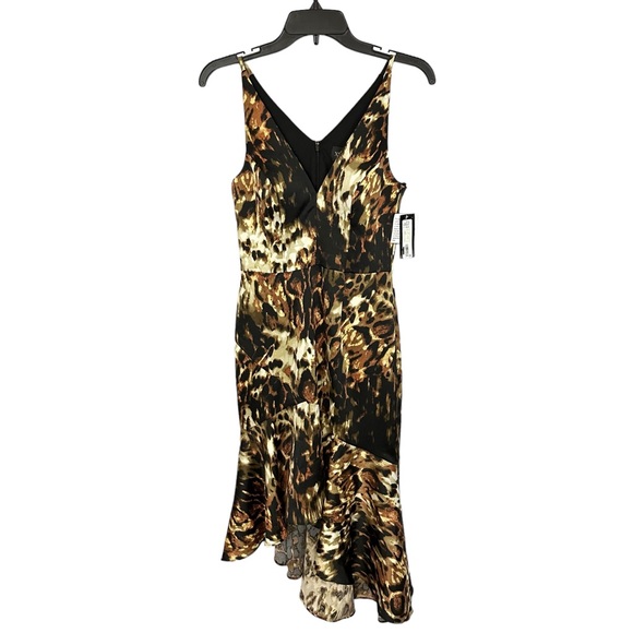 XSCAPE | Animal Print Sleeveless High Low Ruffle Midi Cocktail Dress NWT Sz 4 - Picture 15 of 16